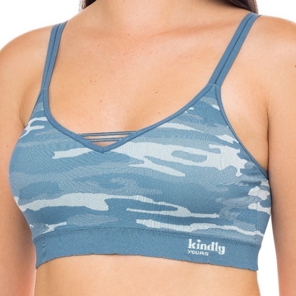 Kindly Yours Reef Blue camouflage caged v-neck bralette size XXL - Picture 4 of 5